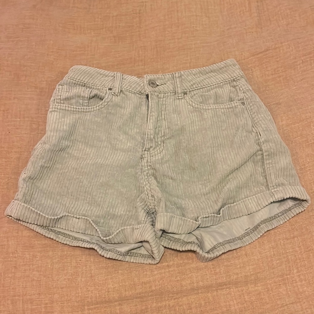 Green corduroy shorts